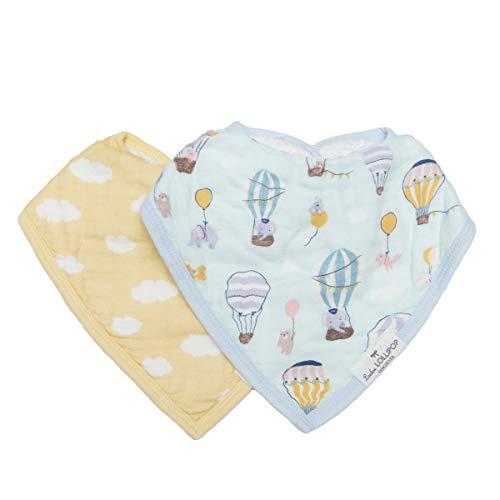 Loulou Lollipop Soft Breathable and Absorbent Muslin Bandana Bib Drool Bib Set for Baby Girl and Boy, Adjustable 3 to 36 Months, 2 Pack - Hot Air Balloon