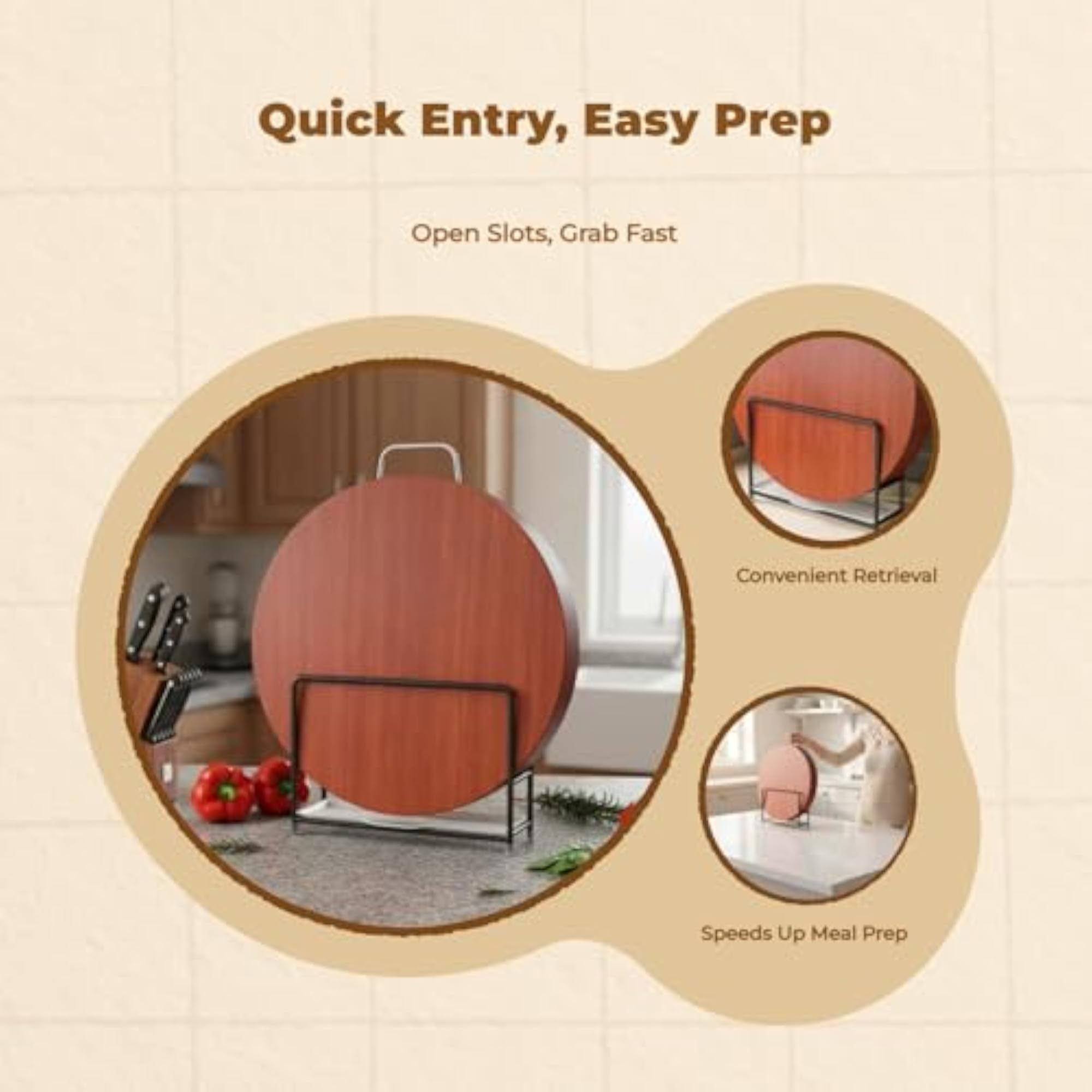 Rustproof 304 Stainless Steel Cutting Board Rack Organizer