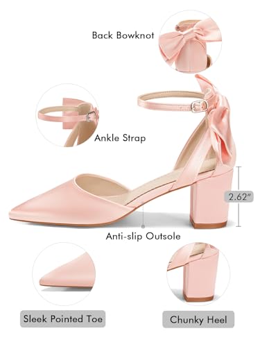 Image of Coutgo Women's Chunky Heels Ankle Strap Pointed Toe Pumps