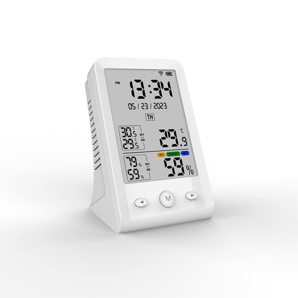 BLAIS Tuya WIFI USB Recargable Detector de temperatura y humedad Hogar Oficina Habitación del bebé Higrotermógrafo Pantalla LCD Medidor de temperatura y humedad Probador de temperatura Higrómetro