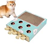 Cat Whack a Mole Toy, Wooden Whack a Mole Cat Toy, 3-in-1 Cat Scratcher Toy, Cat Po Up Toy, Whack a Mole Game for Cats Indoor, Increase Interaction Between Humans and Pets (Style A)