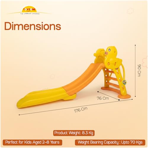 Image of Toyzone Duck Slide for Kids | Baby Play Slide | Indoor & Outdoor Kids Slider | Easy Assembly | Safe Rounded Design | BIS Certified | Made in India | Kids Slide for 2-8 Years, Upto 70 kgs