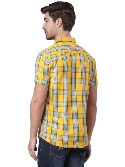 Image of Thomas Scott Men 100% Cotton Regular | Half Sleeve | Dounble Pocket | Checks Printed | | Casual | Shirts