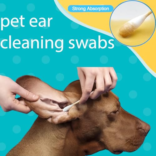 Image of Large Cotton Swabs in Storage Box, 6 Inch Dog Ear Swabs with Bamboo Handle for Dogs - Soft Cotton Tips, Gentle and Lint-Free, Specially Designed for Dog,Large Area Cleaning Solution (200)