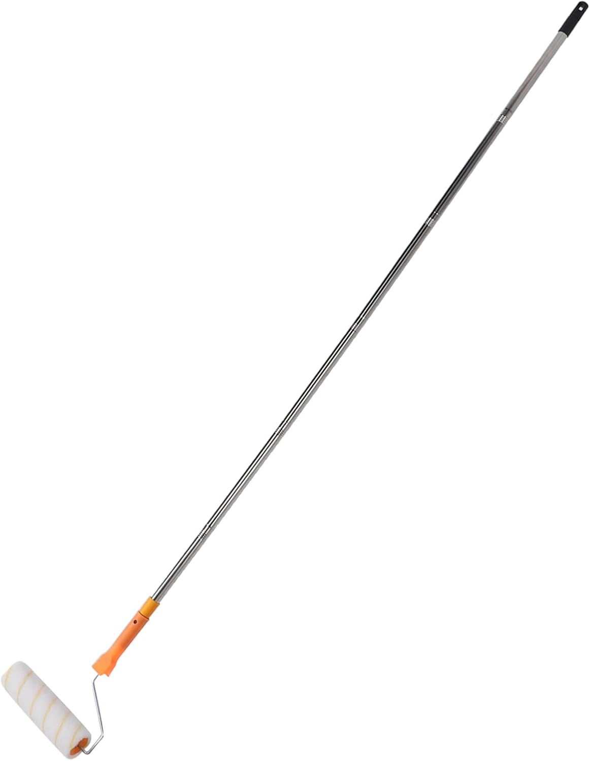 Paint Roller, House Paint Roller Kit with 1.8m Stainless Steel Telescoping Extension Pole and 4 Mural Brush, Long Handle Home Painting Supplies for Painting