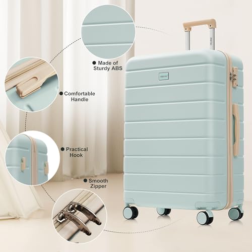 Image of Hardshell Luggage Sets, Lightweight Suitcases with Spinner Wheels, Green