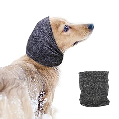 Pattepoint Dog Snood Dog Grooming Ear Muffs Noise Protection, Dog Neck and Ears Warmer Headwear for Comfort, Anxiety Relief and Calming Dog Ear Protectors, Pet Cat Dog Hoodie, Grey M
