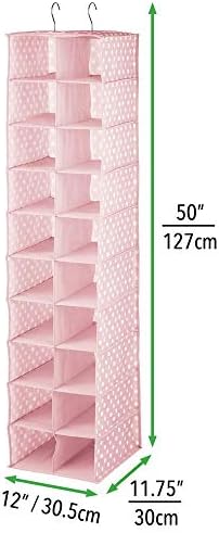 mDesign Hanging Storage Pockets  Large Hanging Nursery Organiser with 20 Compartments  Ideal Baby Room and Wardrobe Storage Solution  Light Pink/White