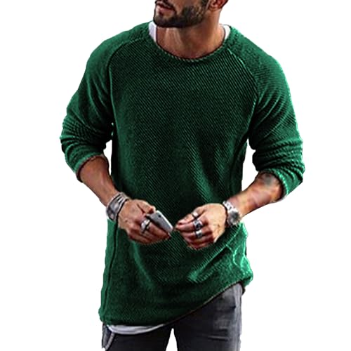 Men's Slim Fit Knit Pullover Men Crewneck Casual Long Sleeved Sweater Male Twill Stretch Solid Sweater