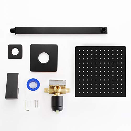 Pop Matte Black Shower Faucet Set With 10 Inch Shower Head And Handle Set, Bathroom Rain Shower System, Wall Mounted Single Function Mixer Shower Trim Kit With Rough-In Valve #TOP7