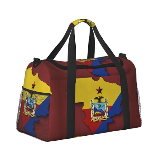 Venezuela map with a pattern print Travel Duffle Bag Gym Bag for Women,Puffer Tote Bag,Weekender Overnight Bag Organizer3