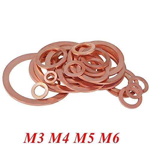 100 Uds M3 M4 M5 M6 M7 M8 Arandelas Planas de Cobre arandela Plana de latón Junta Plana de Cobre Junta de Sellado de latón Meson/M8*12 * 1 (M6*12 * 1)