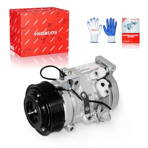 Image of PHOBOOS A /C Compressor with Clutch Compatible with Toyota Tundra 2010-2019 V8 4.6L, Tundra 2007-2021 V8 5.7L. Fast Cooling, Low Noise, Easy Installation, Ref. 158325