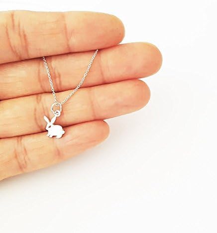 Tiny Sterling Silver Cutout Bunny Rabbit Necklace 20"