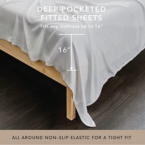 Bamboo Bay Luxury Bamboo Sheets King Size - 6 Piece Ultra Soft King Cooling Sheets For Hot Sleepers - 100% Organic Bamboo King Sheet Set Fits Up To 16" Deep Pocket - Eco Friendly - King - White #TOP5
