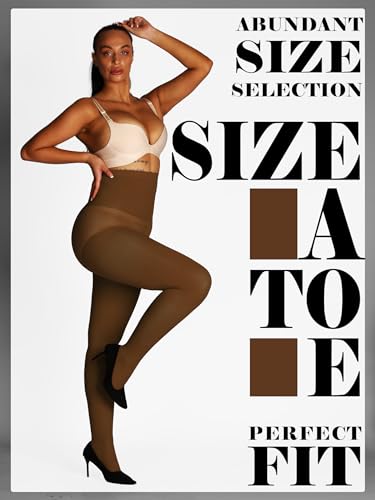 Image of HONENNA Semi Opaque Silky Women Pantyhose Tights, 20+ Colors Invisibly Toe Reinforced 60 Den Size A-E