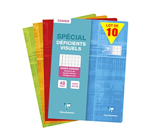 Cahier pour malvoyant Clairefontaine avec grands carreaux noirs agrandis 2,5 mm