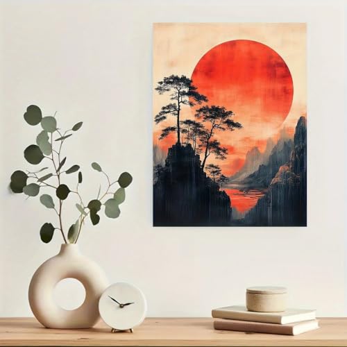 Toile de paysage japonais et peinture abstraite moderne LTjiajuypd decoration murale 30x50cm