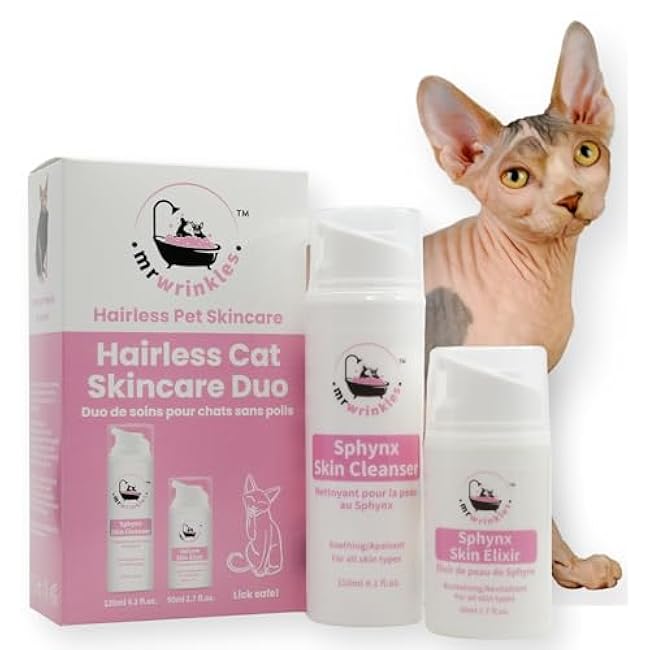 Sphynx Cat Skin Care Duo, 100% Natural, Exclusively for Hairless Cats, Gentler Than Shampoo!-X7hjKzwv
