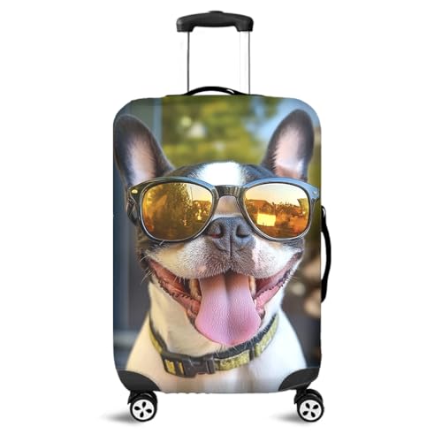 V-DECORPARKS Boston Terrier Luggage Cover - Dog's Face Suitcase Covers For Luggage, Washable Durable Fade-Resistant Suitcase Cover, Luggage Cover Protector Fits 18-32 Inch Luggage, Series 03