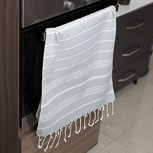 Clotho Turkish Hand Towel For Bathroom Set Of 4 | Decorative Towels 4 Pack For Kitchen | Lightweight Travel Hand Towel For Hair Gym Yoga - 100% Cotton 18 X 40 Inches (Silver Gray) #TOP3
