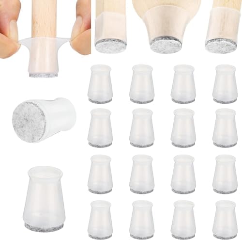 Aneaseit Chair Leg Floor Protectors - 1 1/2" x 32 pcs Dark Walnut - Felt Bottom Soft Silicone Pads for Furniture Feet & Hardwood Floors - Medium