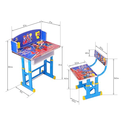 Image of Engineered Wood Mlu Kids Desk /Baby Desk /Kids Study Table With Chair Indian Blue 1, Laminated