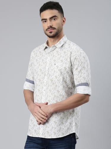 Image of Classic Polo Men's Full Sleeve Multicolor Polo Neck Slim Fit All-Over Print Cotton Shirt