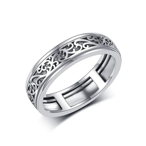 Bague fidget argent 925 contre l'anxiété au bureau - Anneau rotatif discret pour le quotidien