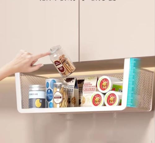 Image of Styleys Under Shelf Baskets - Mesh Wire Rack Shelf Organizer Hanging Baskets for Office Kitchen Pantry Organization and Storage (12-inch, White), 1 Pieces - S11036A