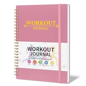 Fitness Workout Journal for Women & Men, A5 Hardcover Workout Log Book & Gym Exercise Planner With Progress Tracker, Goals, Calendar, 5.8″ x 8.4″ – Pink