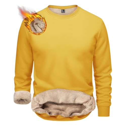 Mens Sherpa Lined Fleece Sweatshirts Basic Solid Pullover Sweater Tops Warm Casual Crewneck Winter Sweatershirt Tops2