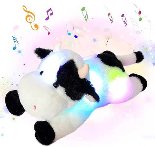 Image of Cuteoy Glowing LED Cow Light-up Toys Musical Plush Stuffed Animal | Nightlight Singing Lullabies Birthday Christmas Plushies Gifts for Kids Boys Girls,15.5"