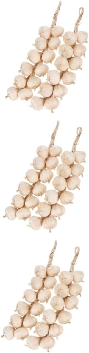 Cabilock 6pcs Realistic Artificial Garlic Kitchen Decor Fake Garlic Strings for Display