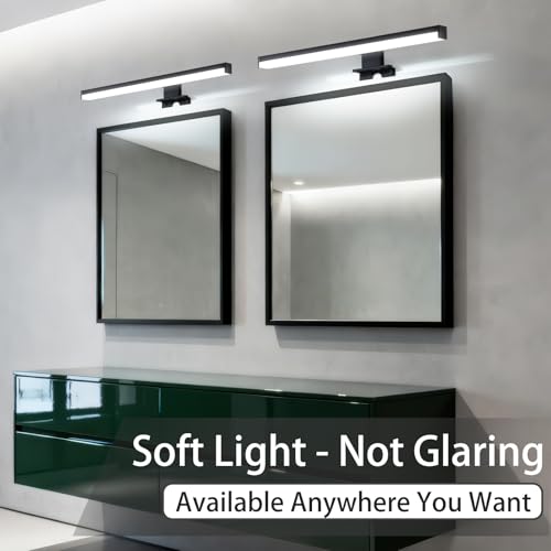 Image of 15.4 inch Plug in Bathroom Light Fixtures Matte Black Vanity Lights,7W LED Picture Light 3 Installation Methods 6700K White-Light Vanity Light Bar Wall Sconce for Bedroom /Living Room /Kitchen