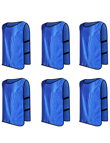 TopTie Scrimmage Training Vests Soccer Bibs Set of 6-RoyalBlue-XL
