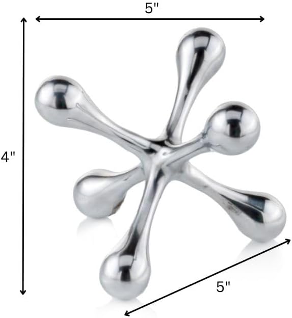 Modern Day Accents 3903 Cantillo Small Decorative Jack, Silver, Aluminum, Games, Tabletop, Centerpiece, Home, Office, Desk, Sculpture, Figurine, 5" L x 5" W x 4" H