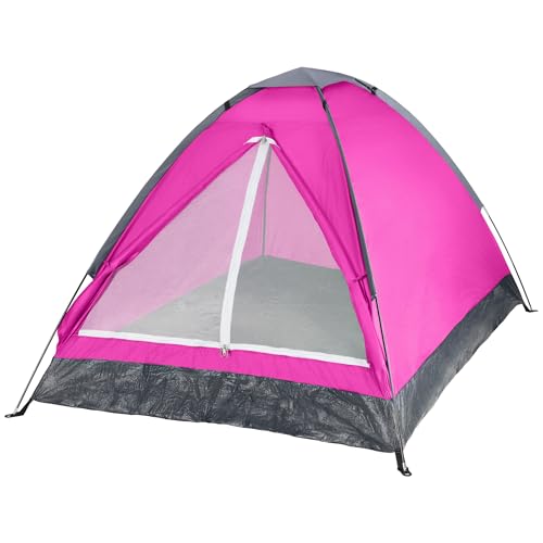2 Person Camping Tent with Rain Fly and Carrying Bag - Lightweight Outdoor Tent for Backpacking, Hiking, or Beach Use by Wakeman Outdoors (Pink)