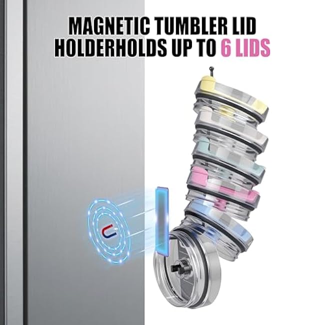 3 Pcs Magnetic Cup Holder for Fridge,2 Pcs Water Bottle Organizer Rack for Stanley 30&40 oz Tumblers with 1 pc Tumbler Lid Organizer,Stanley Cup Accessories for Kitchen