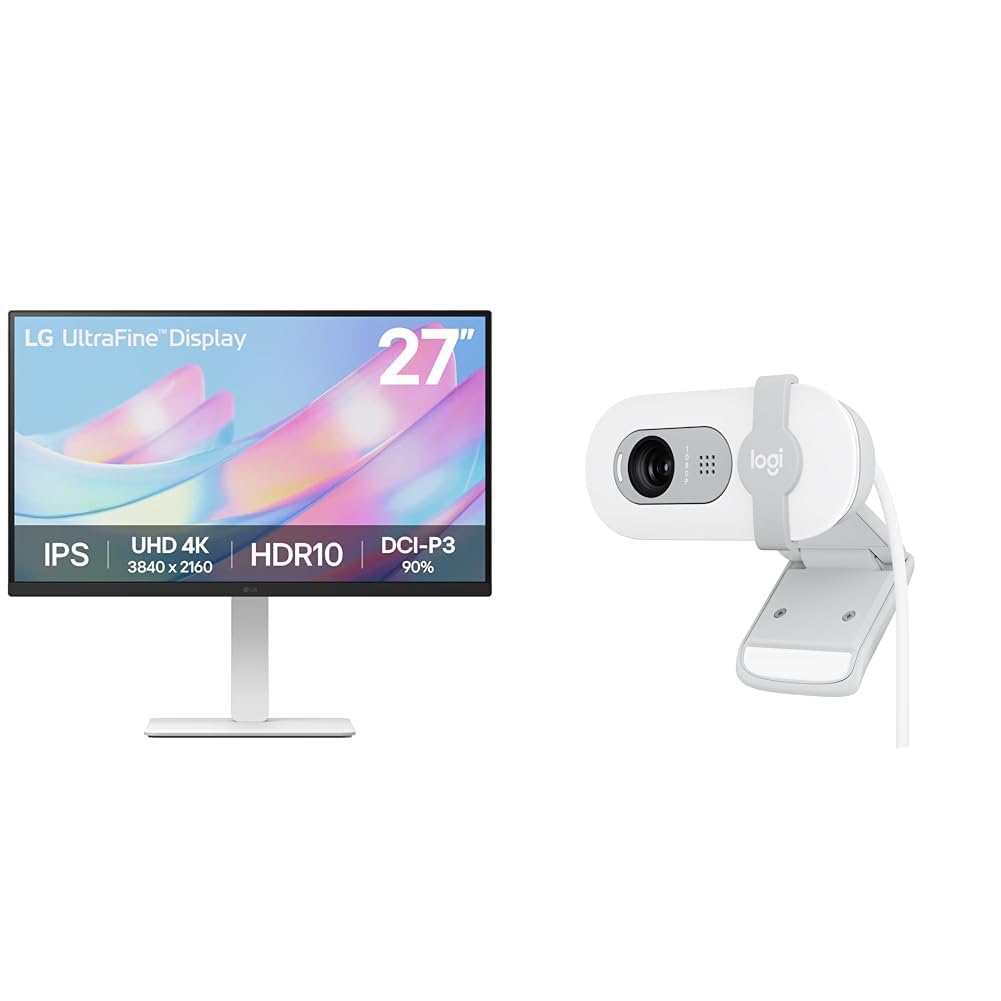 LG 27US550-W 27" 4K (3840x2160) UHD Ultrafine IPS Computer Monitor with HDR10, DCI-P3 90%, Pivot, Swivel & Height Adjustable Stand, 3-Side Borderless + Logitech Brio 100 Full HD 1080P Webcam-image-32