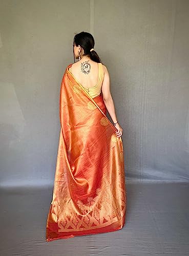 Image of Panzora Women's Tissue Silk Jacquard Weaving Saree With Unstitched Blouse Piece