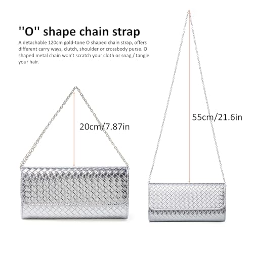 Image of DETARA Woven Evening Bag Clutch Purses for Women Fashion PU Leather Crossbody Purse for Wedding Party and Prom