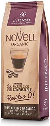 NOVELL - Café en Grano Natural Intenso Residuo 0 250g | Ecológico en Grano Dulce e Intenso | Paquete Único | Uso Práctico con Compromiso Ambiental | Café Arábica | 100% Ecológico de Calidad