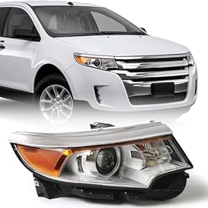 FIONE for Ford Edge Headlight Assembly 2011 2012 2013 2014 Halogen Replacement Projector Headlamp SE SEL Limited Right Passenger Side RH BT4Z13008A