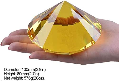 LONGWIN 100mm(3.9") W Crystal Diamond Paperweight Ornament Home Venue Decorations Solid Color Yellow - Image 3