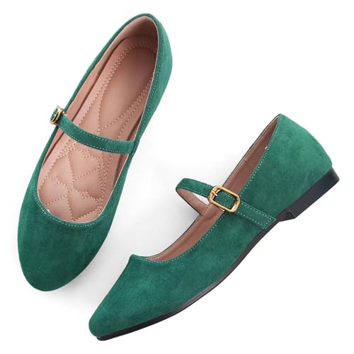 Image of LUXINYU Women's Slip on Flats,Classy Round Toe Solid Classic Mary Jane Ballet Dance Shoes Soft Comfortable PU Flat Shoes