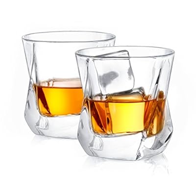 JoyJolt Aurora Crystal Whiskey Glasses, Old Fashioned Whiskey Glass 8.10 Ounce, Ultra Clear Crystal Scotch Glass for Bourbon and Liquor Set Of 2 crystal Glassware