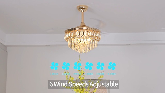 Image of FIDGRA 42'' Fandelier Ceiling Fan with Light, Chandelier Fan, Gold