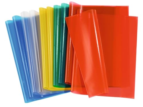 HERMA 19992 Heftumschläge A4 Transparent Sortiment, 10 Stück, Hefthüllen aus strapazierfähiger & abwischbarer Polypropylen-Folie, durchsichtige Heftschoner Set für Schulhefte, farbig