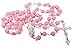Westmon Works First Communion Rosary Set for Girls with Pink Rose Shaped Bead Case and Holy Card